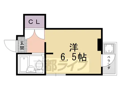山陰本線 嵯峨嵐山駅 徒歩5分 5階建 築41年(1K/2階)の間取り写真