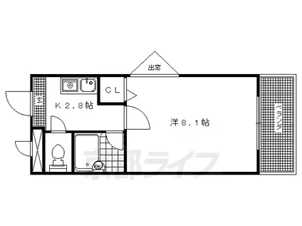 阪急電鉄京都線 西院駅(阪急) 徒歩13分 5階建 築36年(1K/4階)の間取り写真