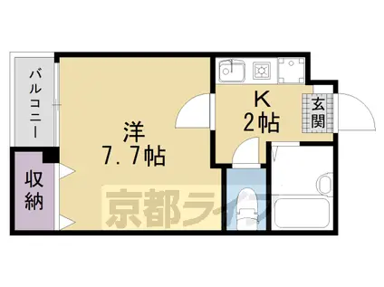 阪急電鉄京都線 大宮駅(京都) 徒歩6分 5階建 築30年(1K/1階)の間取り写真