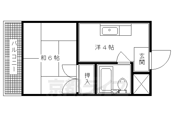 豊栄ハイツ(1K/4階)の間取り写真