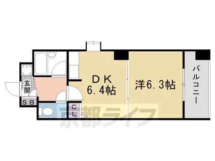 DELEAD&SUNVERT桂川東(1DK/2階)の間取り写真