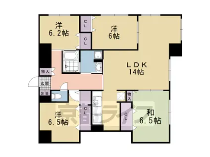 京都市東西線 太秦天神川駅 徒歩3分 6階建 築20年(4LDK/5階)の間取り写真