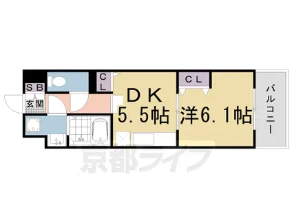 阪急電鉄京都線 西京極駅 徒歩3分 10階建 築20年(1DK/7階)の間取り写真