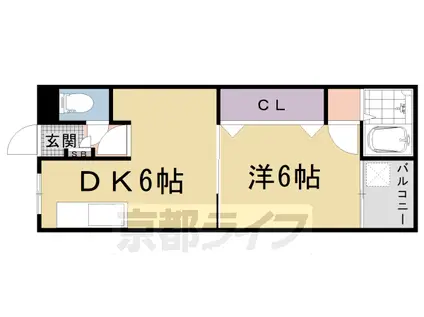 阪急電鉄京都線 西京極駅 徒歩5分 4階建 築49年(1DK/3階)の間取り写真