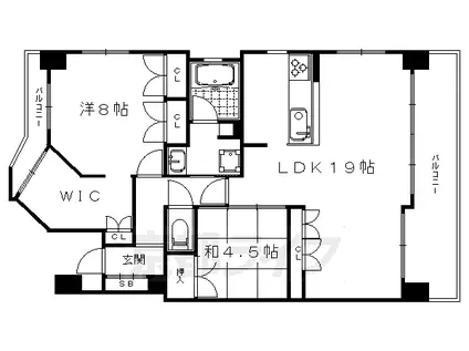 イーグルコート御池アネックス(2LDK/8階)の間取り写真
