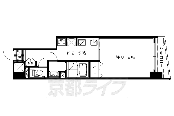 阪急電鉄京都線 西京極駅 徒歩7分 7階建 築20年(1K/4階)の間取り写真