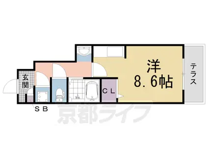 阪急電鉄京都線 西院駅(阪急) 徒歩4分 2階建 築20年(ワンルーム/1階)の間取り写真