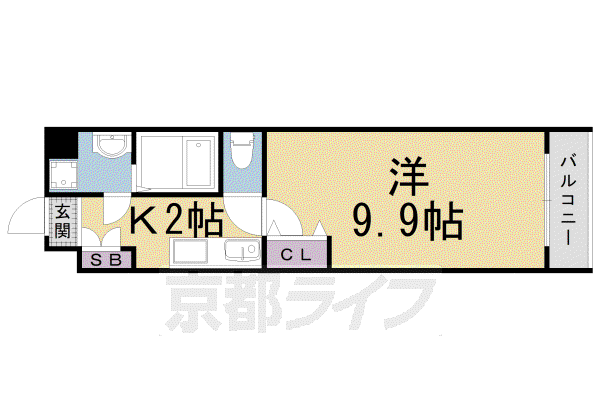 京都市東西線 太秦天神川駅 徒歩1分 6階建 築20年(1K/2階)の間取り写真