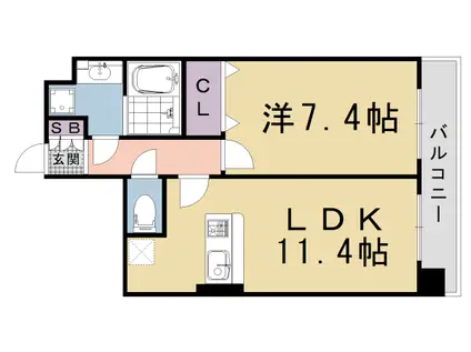 阪急電鉄京都線 西院駅(阪急) 徒歩15分 11階建 築19年(1LDK/6階)の間取り写真