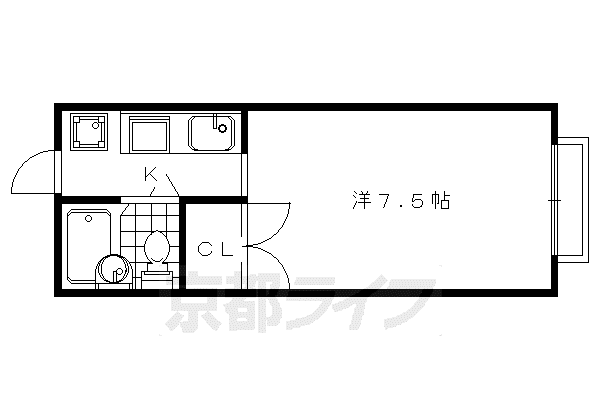 山陰本線 太秦駅(ＪＲ) 徒歩17分 2階建 築39年(1K/2階)の間取り写真