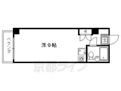京福北野線 北野白梅町駅 徒歩7分 3階建 築31年(ワンルーム/2階)の間取り写真