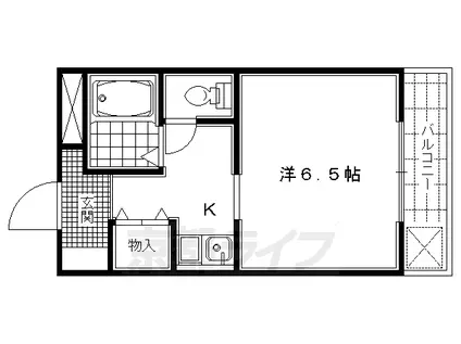 京福北野線 北野白梅町駅 徒歩6分 2階建 築31年(1K/2階)の間取り写真