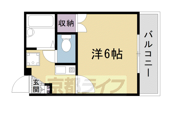 山陰本線 円町駅 徒歩4分 4階建 築27年(1K/3階)の間取り写真