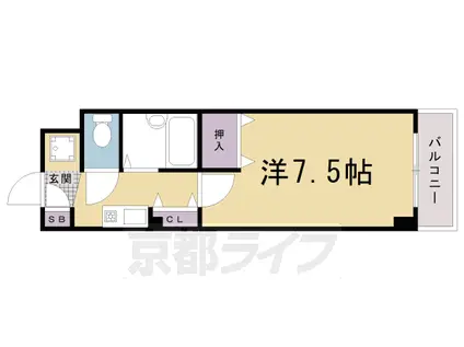 山陰本線 花園駅(京都) 徒歩7分 4階建 築30年(1K/2階)の間取り写真