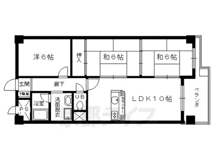 阪急電鉄京都線 西京極駅 徒歩4分 6階建 築41年(3LDK/5階)の間取り写真