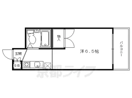 阪急電鉄京都線 大宮駅(京都) 徒歩7分 6階建 築43年(1K/4階)の間取り写真