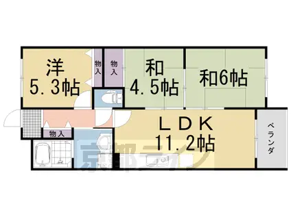 阪急電鉄京都線 長岡天神駅 徒歩5分 3階建 築29年(3LDK/2階)の間取り写真