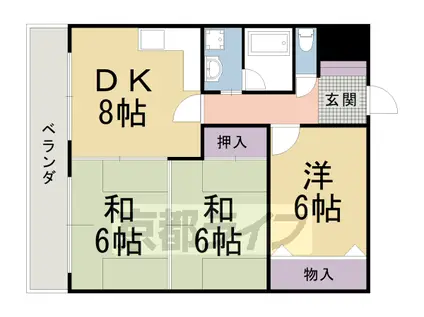阪急電鉄京都線 長岡天神駅 徒歩3分 3階建 築31年(3DK/1階)の間取り写真