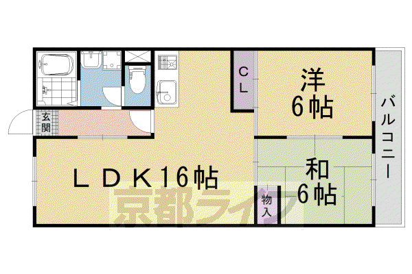 京都市烏丸線 五条駅(京都市営) 徒歩3分 6階建 築43年(3LDK/4階)の間取り写真