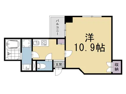 京都市烏丸線 四条駅(京都市営) 徒歩5分 8階建 築23年(1K/7階)の間取り写真