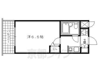 京都市烏丸線 丸太町駅(京都市営) 徒歩7分 9階建 築39年(1K/5階)の間取り写真