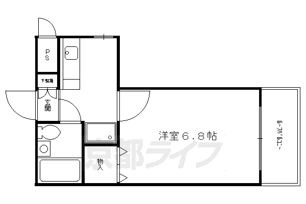 京都市烏丸線 丸太町駅(京都市営) 徒歩4分 4階建 築38年(1K/4階)の間取り写真