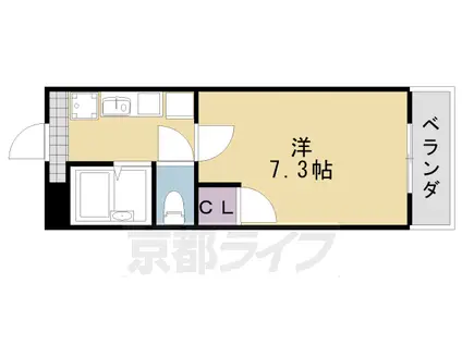 阪急電鉄京都線 桂駅 徒歩12分 3階建 築23年(1K/2階)の間取り写真