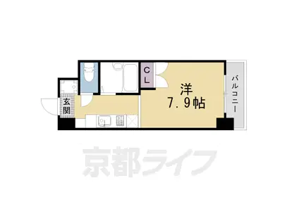 山陰本線 二条駅 徒歩2分 7階建 築27年(1K/6階)の間取り写真