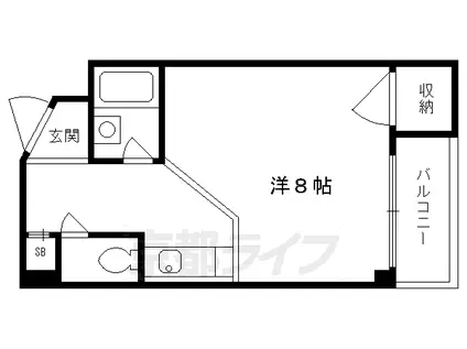 京都市東西線 京都市役所前駅 徒歩7分 5階建 築37年(1K/4階)の間取り写真