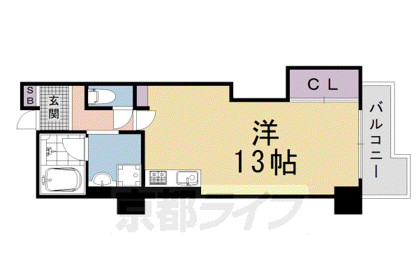 京都市烏丸線 五条駅(京都市営) 徒歩9分 7階建 築43年(ワンルーム/5階)の間取り写真