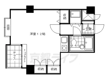 京都市烏丸線 丸太町駅(京都市営) 徒歩7分 3階建 築34年(ワンルーム/1階)の間取り写真