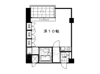 京都市烏丸線 丸太町駅(京都市営) 徒歩7分 3階建 築34年(ワンルーム/1階)の間取り写真