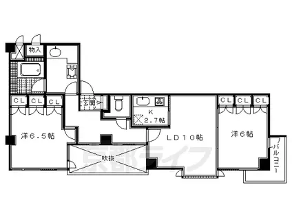 京都市烏丸線 丸太町駅(京都市営) 徒歩7分 3階建 築34年(2LDK/3階)の間取り写真