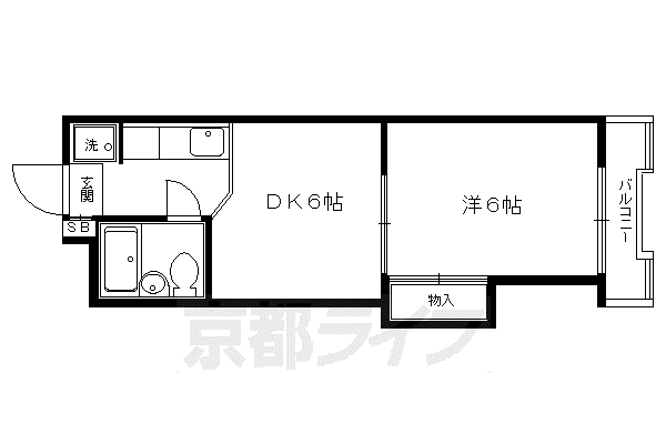 京都市烏丸線 今出川駅 徒歩13分 4階建 築42年(1DK/3階)の間取り写真