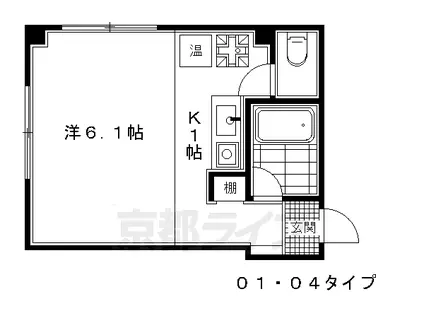 京阪電気鉄道京阪線 清水五条駅 徒歩6分 3階建 築29年(ワンルーム/3階)の間取り写真