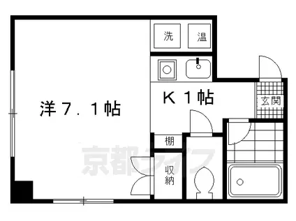 京阪電気鉄道京阪線 清水五条駅 徒歩6分 3階建 築29年(ワンルーム/2階)の間取り写真