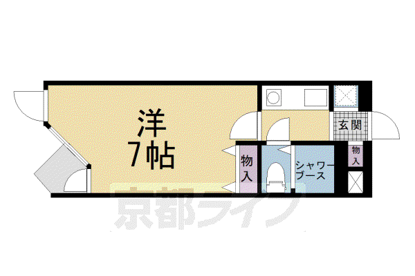 京阪電気鉄道京阪線 清水五条駅 徒歩17分 4階建 築38年(1K/4階)の間取り写真