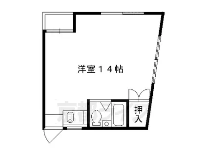 京阪電気鉄道京阪線 祇園四条駅 徒歩7分 5階建 築36年(ワンルーム/3階)の間取り写真