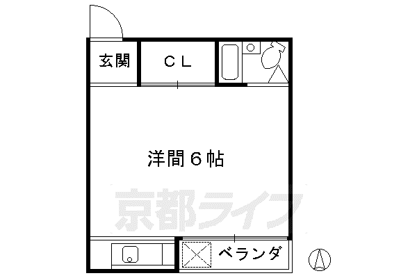 ドミトリー北斗(1K/2階)の間取り写真