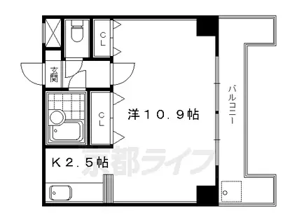 京都市東西線 東山駅(京都) 徒歩4分 5階建 築38年(1K/4階)の間取り写真