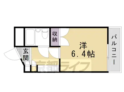 京都市東西線 東山駅(京都) 徒歩5分 4階建 築30年(1K/4階)の間取り写真