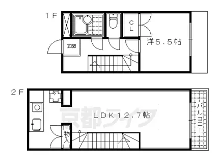 京都市東西線 東山駅(京都) 徒歩5分 4階建 築31年(1LDK/1階)の間取り写真