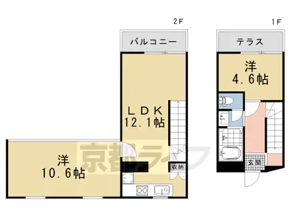 京都市東西線 東山駅(京都) 徒歩5分 4階建 築31年(2LDK/1階)の間取り写真