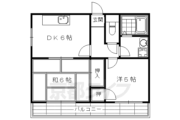 京阪電気鉄道京阪線 祇園四条駅 徒歩9分 5階建 築34年(2DK/5階)の間取り写真