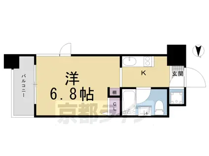 京都市烏丸線 五条駅(京都市営) 徒歩3分 14階建 築34年(1K/5階)の間取り写真