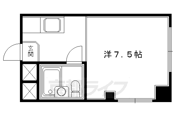 京都市東西線 京都市役所前駅 徒歩3分 3階建 築46年(ワンルーム/3階)の間取り写真