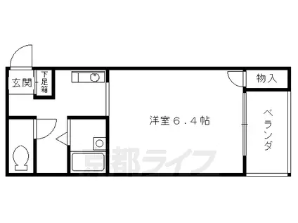 京都市烏丸線 今出川駅 徒歩15分 3階建 築28年(1K/3階)の間取り写真