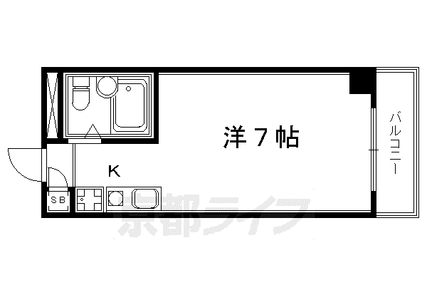 京都市烏丸線 四条駅(京都市営) 徒歩8分 6階建 築38年(ワンルーム/4階)の間取り写真