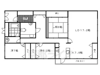 ドムス鴨川(3LDK/3階)の間取り写真