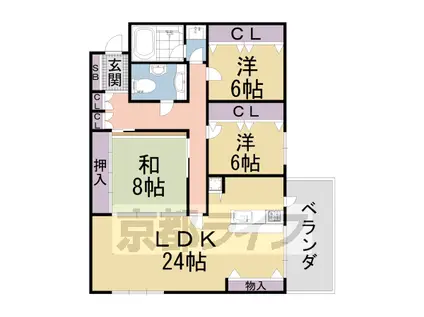 京都市烏丸線 今出川駅 徒歩12分 3階建 築36年(3LDK/1階)の間取り写真